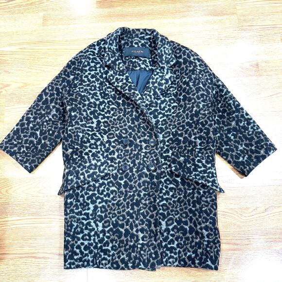 COACH Classic Wool Blend Cocoon Coat Double Breasted Oversized 3/4 Sleeve XS - Picture 7 of 16